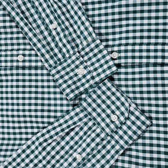 NWT J. Crew Green White Gingham Check Secret Wash Long Sleeve Button Down Shirt - Picture 6 of 16